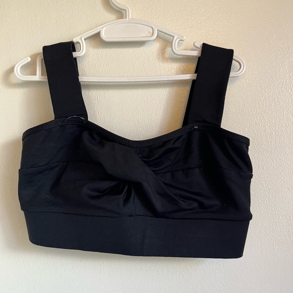 S, black, thick strapped, sports bra, Crop top, Worn a few times, dance top